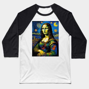 Mona Lisa in Gogh version Baseball T-Shirt